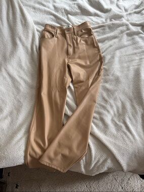 Abercrombie & Fitch Tan Faux Leather High-Rise Pants